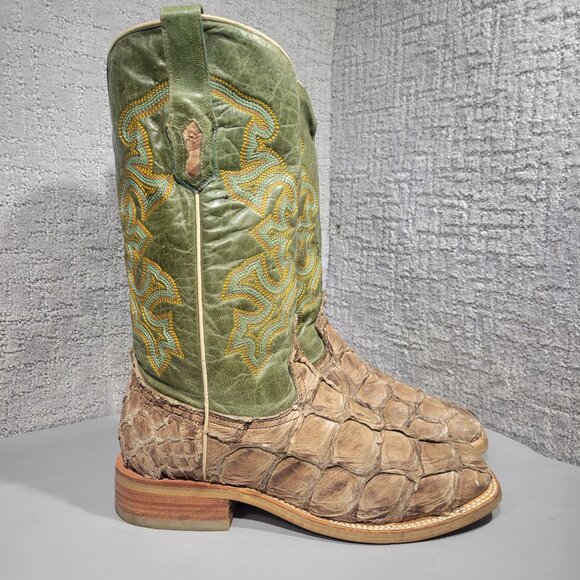 Corral A4048 Men's 9D Brown Turquoise Pirarucu Leather Square Toe Western Boots - Picture 1 of 11